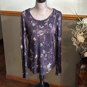 Simply Vera Vera Wang Floral Long Sleeve Top - Deep Purple